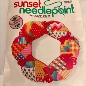 *****Vintage ********Sunset Needlepoint Patchwork Wreath Kit - Multicolor